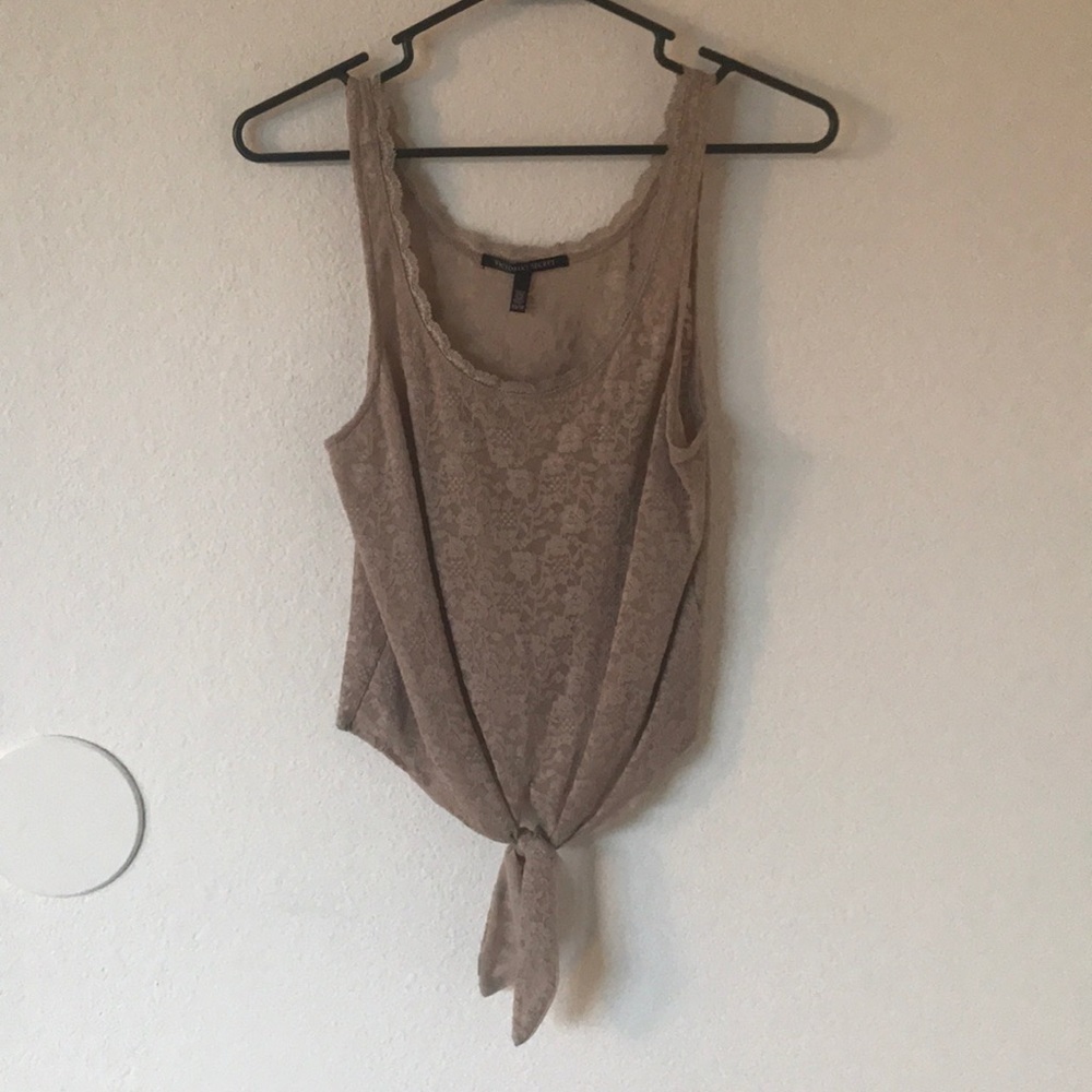 VS Nude Lace Tie Front Tank